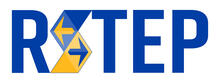 Logo for Riverside – Student Transfer Excellence Program (R-STEP) featuring bold blue lettering. The letter "S" is stylized as a geometric icon composed of blue and yellow interlocking polygons, containing two opposing arrows pointing left and right.