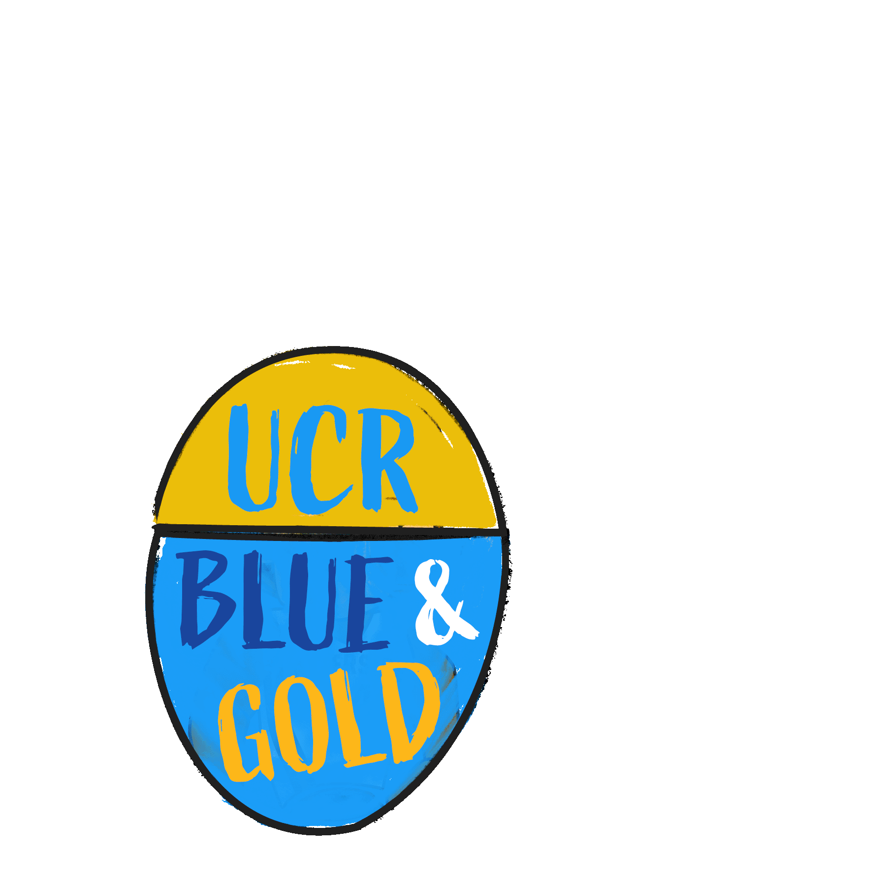 Egg-shaped "UCR Blue & Gold" animated GIF with Scotty.